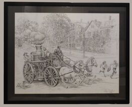 Steam Engine Firefighters Original by Lee Dubin Pencil Sketch - $3,500.00