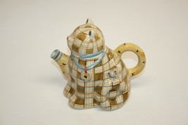 Sakura China by Debbie Mumm Plaid Kitty Cat Ceramic Teapot Hand Painted - $14.84