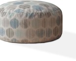 24&quot; Blue And Grey Flax Round Polka Dots Pouf Ottoman - $396.99