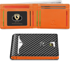 GSOIAX Slim Wallet for Men with 11 Card Slots Rfid Blocking Carbon Fiber... - $15.08