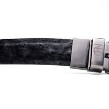 Domenico Men's Exotic Strich Dressy Adjustable Size Belt Black image 2