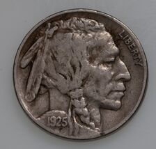 1925-S 5C Buffalo Nickel in Very Fine VF Condition, Natural Color - $92.56