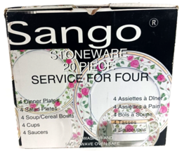 SANGO ROSEBUD STONEWARE 20 Piece Dinnerware Service for 4 NOS 8809-20 - £93.32 GBP