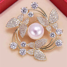 Elegant Crystal Pearl Flower Brooch Pin for Women - $28.95