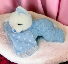 Russ Baby Plush Sweet Dreams Kitty Cat Blue White Sherpa Rattle Lovey 21740 9&quot; - £14.06 GBP