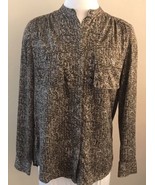 Ann Taylor Womens Brown Tan Abstract Print Long Sleeve Blouse Buttons Si... - $14.62