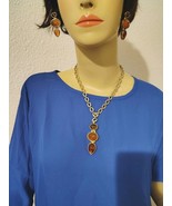 Vintage Anne Klein 3 Pc Set Retro Chain Necklace &amp; Earring Set - $371.66 MXN