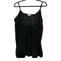Avenue Black Tank Top - Beaded Embellishment - Size 14/16W - 100% Cotton - $190.06 MXN