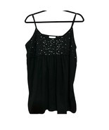 Avenue Black Tank Top - Beaded Embellishment - Size 14/16W - 100% Cotton - $190.06 MXN