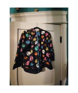 Nightmare Before Christmas Jack Face Hoodie Black Colorful Zip Up L Disney - $648.93 MXN