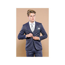 Men 3pc European Vested Suit WESSI by J.VALINTIN Extra Slim Fit JV17 Navy Blue image 5