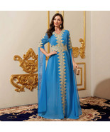 SALE New Blue Moroccan Dubai Kaftans Farasha Abaya Dress Very Fancy Long... - €60,34 EUR