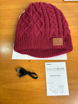 Tenergy Wireless Bluetooth Beanie w/ Detachable Stereo Speakers &amp; Mic Maroon NOB - £21.54 GBP