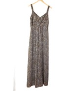 Leopard Print Maxi Dress Womens Size 12 V Neck Pin Tuck Chest Lined Side... - $396.84 MXN