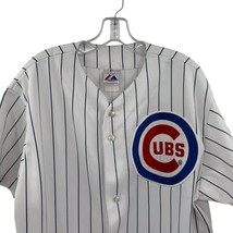 VTG Majestic Chicago Cubs Jersey Pinstripe Home White Jersey Sz Large - £68.87 GBP