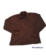 Preloved Basic Brown Long Sleeve Button Front Shirt Wing Tip Collar Barr... - €16,23 EUR