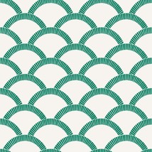 Emerald Green Mosaic Scallop Removable Peel And Stick Wallpaper, 20 In. X 16 Ft. - £30.67 GBP