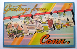 Greetings From Bridgeport Connecticut Postcard Large Big Letter Tichnor Unused - £10.02 GBP