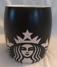 STARBUCKS Ceramic Coffee Mug Cup Brown Cream Inside Face Etched 12 oz 2011 - £11.98 GBP