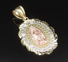 14K GOLD - Vintage Religious Tri Tone Saint Mary Medal Pendant - GP415 - £232.74 GBP