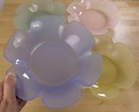 Lot of 4 Vintage Pastel Frosted Glass BOWLS Blue Green Yellow Pink Colorful - $39.59