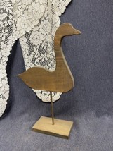 Vintage Wood Goose on Stand Rustic Farmhouse Cabin Decor Distressed 17 3/4” Tall - £8.03 GBP