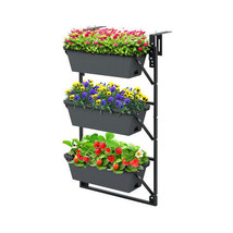 Hanging Vertical Planter Wall-mounted Adjustable with Detachable Hooks-Black - C - $2,752.61 MXN