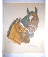 Vintage Lithograph Print By Ole Larsen No 715 MARE AND FOAL (HORSES) 8” ... - £10.45 GBP