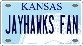 Jayhawks Fan Kansas Novelty Mini Metal License Plate Tag - £11.76 GBP