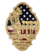Art Scroll Saw Wood Handcrafted Folk Art Plaque American Soldier Some Ga... - $51.73 CAD