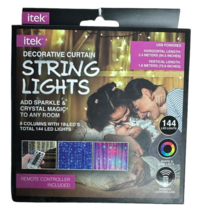 itek Decorative Curtain String Lights Total 144 Led Lights w/ Remote Control - £11.86 GBP