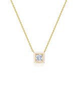Authentic Crislu White Enamel Square Pendant in Yellow Gold Plating - $1,565.37 MXN