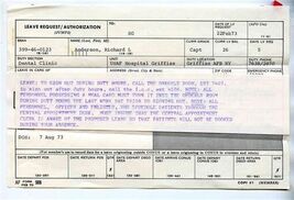 United States Air Force Leave Request Authorization Form 988 Griffiss AF... - $17.82