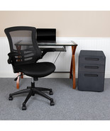 Glass Desk, Chair, Cabinet Set BLN-NAN28APX5-BK-GG - $674.96 CAD