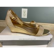Dream Pairs Women Size 7.5 Ankle Strap Wedge Comfort Sandal, Gold Sparkle NEW - £12.45 GBP