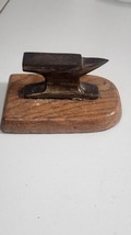 Vtg Anvil On Wood Blacksmith Jeweler Watchmaker Table Paperweight - $29.99