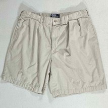 Polo Ralph Lauren Mens Shorts Size 36 Chinos Beige Pleated Vintage - £12.41 GBP