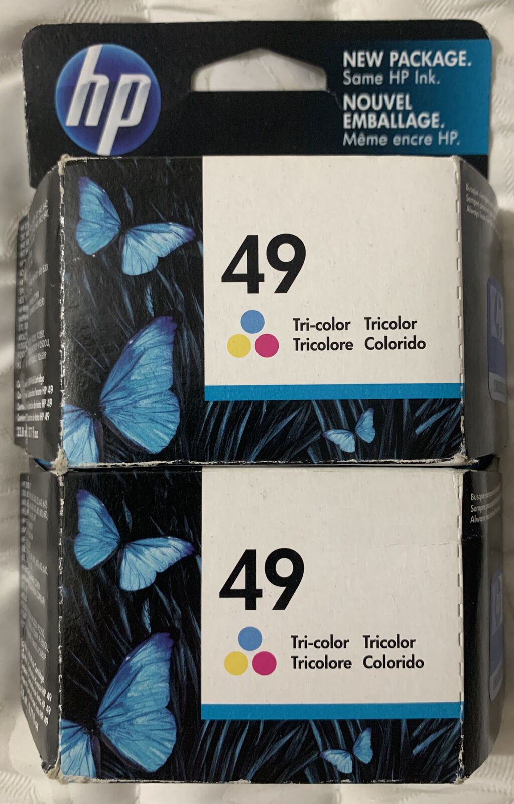 HP 49 Tri Color Ink Cartridge Twin Pack 2 x 51649A Genuine OEM Foil Packs FreeSH - £10.48 GBP