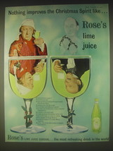 1962 Rose&#39;s Lime Juice Cordial Ad - Nothing improves the Christmas Spirit  - £14.69 GBP