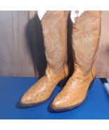 cowboy boots Mens Cowtown,tan ostrich, buttercup emb U sz:10.5 D item:p469 - $199.00