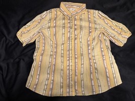 Cato Women&#39;s Size XL Striped Short Sleeve Button Down Shirt - $8.62