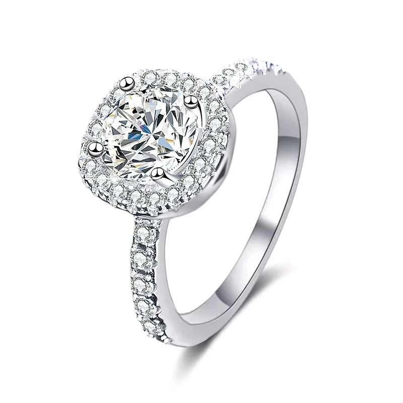 Luxury Real 0.5-3CT Green Moissanite Diamond Gemstone Wedding Halo Rings for Wom - £73.81 GBP