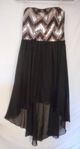Black silver sequins Size S High Low sleeveless Dress - $447.04 MXN