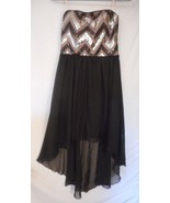 Black silver sequins Size S High Low sleeveless Dress - $446.21 MXN