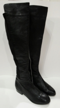 Michael Kors BLACK LEATHER FABRIC Stretch Knee High Boot Zipper Women 5.... - $79.99
