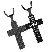 American Flag Cross Necklace for Men Boys Stainless - £43.97 GBP