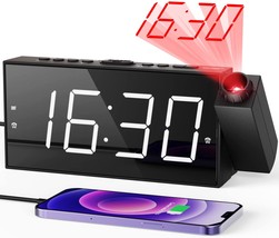 Projection Alarm Clock for Bedrooms with USB Charger, Digital Projection Clock o - £35.17 GBP