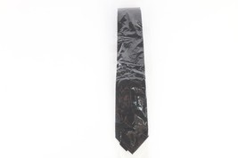 Deadstock Vintage 90s Hand Made Paisley Print Neck Tie Suit Tie Black Po... - $14.80