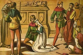 Robin Hood &amp; Maid Marian beside a saint&#39;s tomb by Kronheim &amp; Dalziels - Art Prin - £17.85 GBP+