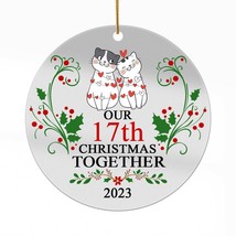 17th Anniversary Christmas 2023 Acrylic Ornament 17 Years Cute Cat Couple Gift - £13.41 GBP